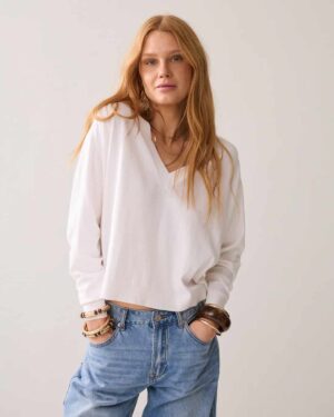 SUMMUM WOMAN COTTON-SILK BLEND JUMPER OFF WHITE