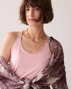 SUMMUM WOMAN CROSS BAND SINGLET ROSE QUARTZ