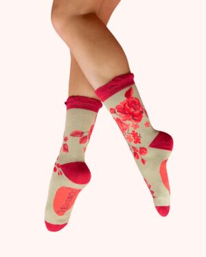 POWDER ANKLE SOCKS ROUGE BLOOMS ROUGE