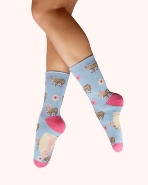 POWDER ANKLE SOCKS HIGHLAND COW BLUE