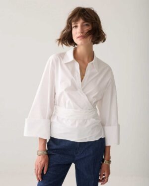 SUMMUM WOMAN WRAP BLOUSE WHITE