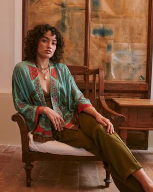 ONE HUNDRED STARS KIMONO FLEUR DE LYS AQUA