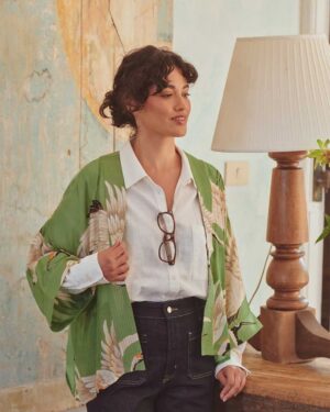 ONE HUNDRED STARS KIMONO STORK PEA GREEN