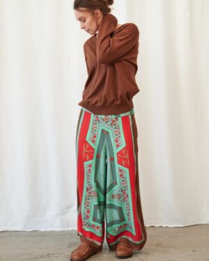 ONE HUNDRED STARS PALAZZO PANTS FLEUR DE LYS AQUA