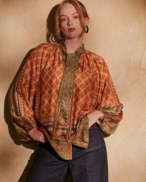 ONE HUNDRED STARS PUSSYBOW BLOUSE AMULET GOLD