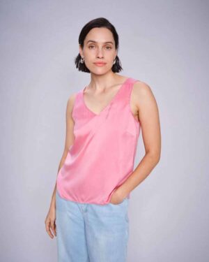 MOS MOSH ASTRID SILK V-NECK CASHMERE ROSE