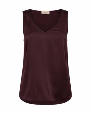 MOS MOSH ASTRID SILK V-NECK FUDGE