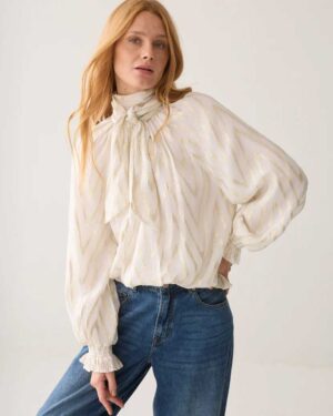 SUMMUM WOMAN GEORGETTE A-LINE TOP IVORY
