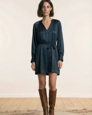LA FEE MARABOUTEE GOMMA DRESS PETROL