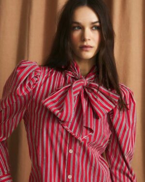 SOPHIE AND LUCIE BLOUSE BOW TIE RED STRIPE