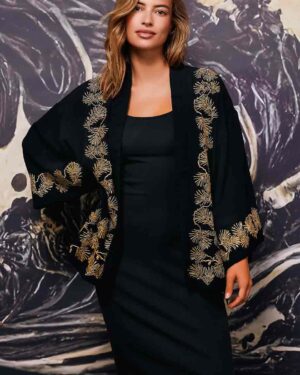 ARTEMIS MUSE KIMONO GOLDEN PINE NEEDLE BLACK