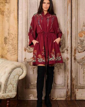 ARTEMIS MUSE EMBROIDERED CREPE SELENE DRESS