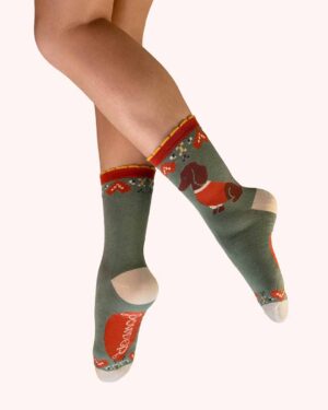 POWDER ANKLE SOCKS SNUGGLE SAUSAGE DOG OLIVE
