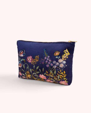 POWDER ZIP POUCH FLORAL HEDGEROW NAVY