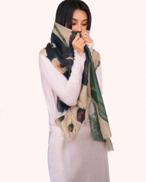 POWDER WOOL MIX WRAP SCARF MIDNIGHT ORCHID