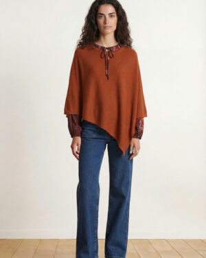 LA FEE MARABOUTEE PONCHO KNIT COGNAC