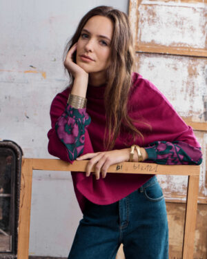 LA FEE MARABOUTEE PONCHO KNIT PURPLE VELVET