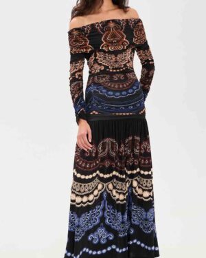 FARM RIO STRAPLESS MAXI DRESS NICOLE BLACK