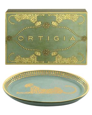 ORTIGIA OVAL DISH SPOTTY GREEN