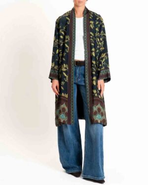 WU'SIDE LONG BOTANICAL PRINT KIMONO