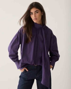 SUMMUM WOMAN BOW TIE TOP PURPLE
