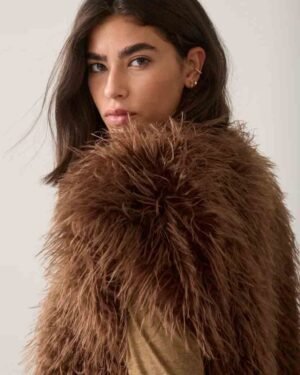 SUMMUM WOMAN LUXURY FAUX FUR GILET SEPIA BROWN