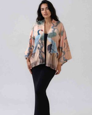 ARTEMIS MUSE / JANE WILLOUGHBY RED CROWNED CRANE PRINT KIMONO