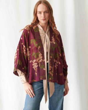 ONE HUNDRED STARS KIMONO WISTERIA PLUM