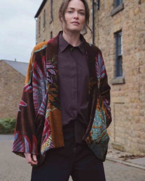 ONE HUNDRED STARS VELVET POCKET JACKET CRANE BROWN
