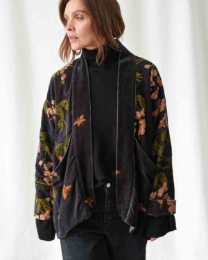 ONE HUNDRED STARS VELVET POCKET JACKET WISTERIA BLACK