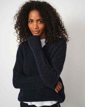 MOS MOSH THORA V-NECK KNIT SALUTE NAVY