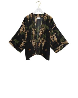ONE HUNDRED STARS WOOL KIMONO WISTERIA BLACK