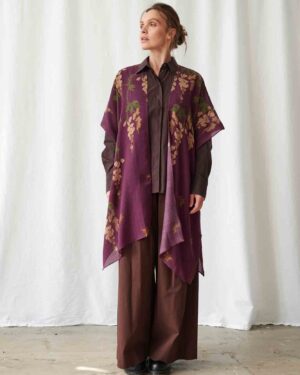 ONE HUNDRED STARS WOOL THROWOVER WISTERIA PLUM