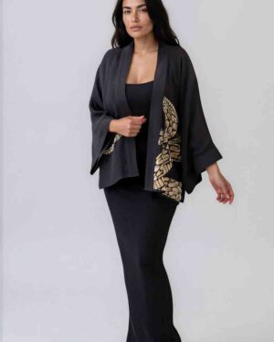 ARTEMIS MUSE / RACHEL AHMAD BLACK GOLD SNAKE KIMONO